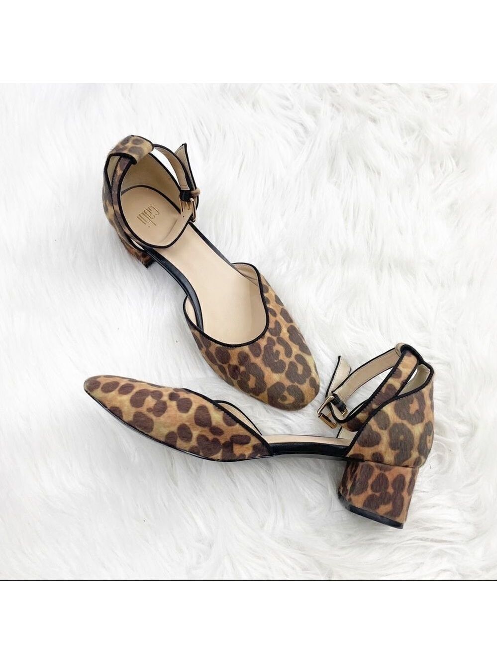 CAbi Kiki Leopard Print Calf Hair Ankle Strap Shoes